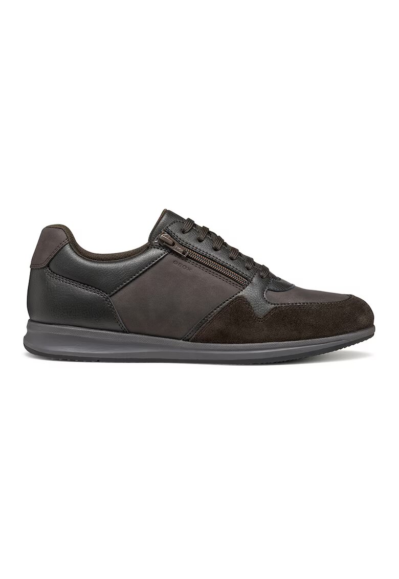 Geox Pantofi sport cu insertii de piele intoarsa - Maro inchis