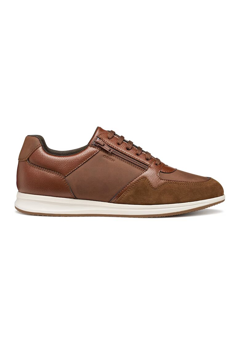 Geox Pantofi sport cu insertii de piele intoarsa - Maro scortisoara