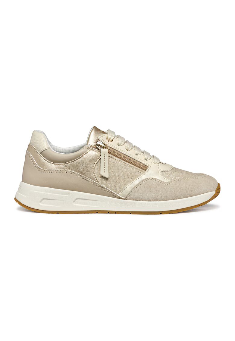 Geox Pantofi sport cu insertii de piele intoarsa - Maro taupe deschis