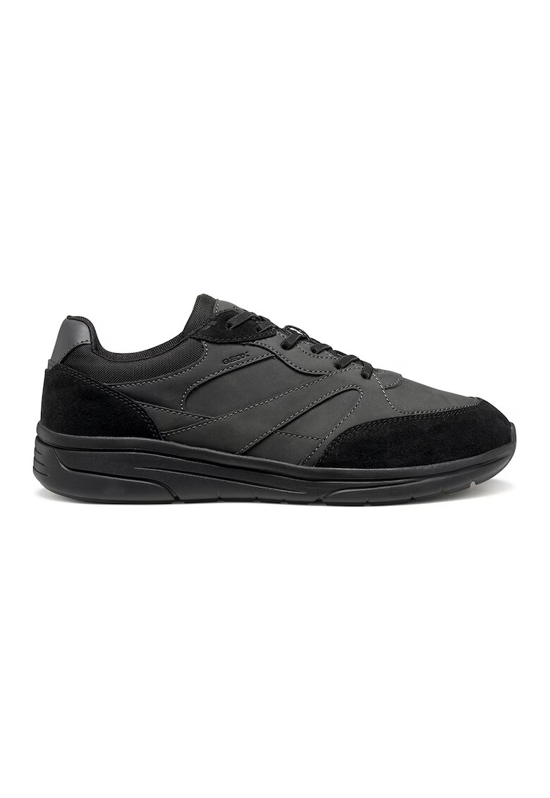 Geox Pantofi sport cu insertii de piele intoarsa - Negru/Gri inchis