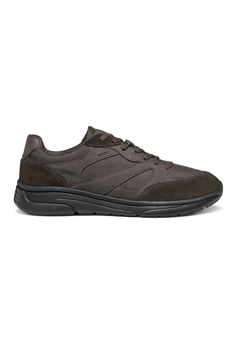 Geox Pantofi sport cu insertii de piele intoarsa - Verde inchis/Maro inchis