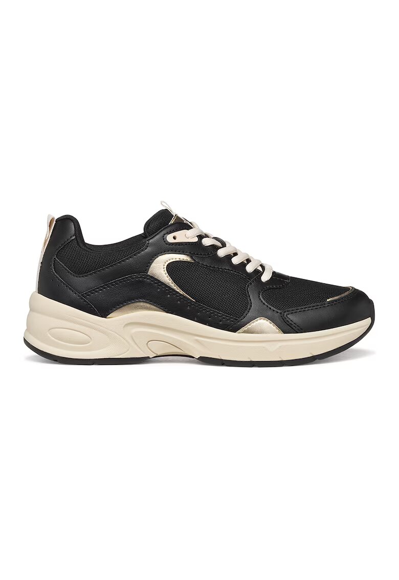 Geox Pantofi sport cu insertii de plasa - Auriu/Negru