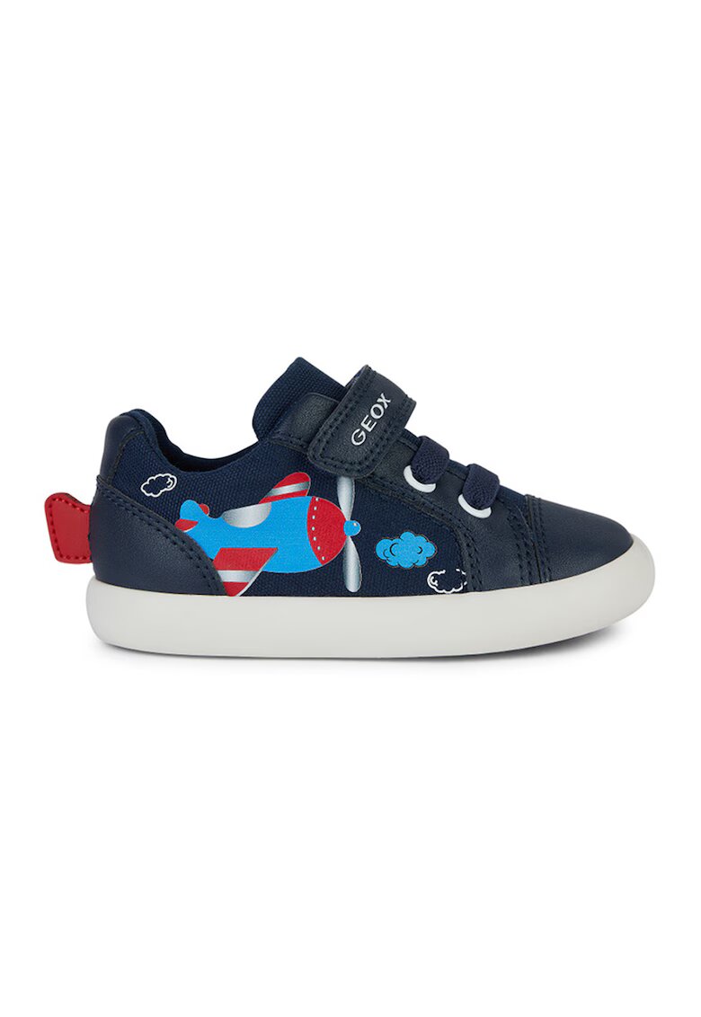 Geox Pantofi sport cu insertii din piele ecologica - Albastru deschis/Bleumarin