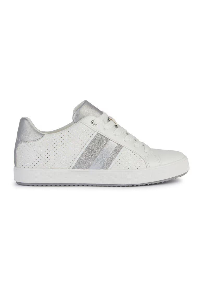 Geox Pantofi sport cu insertii stralucitoare - Alb/Argintiu