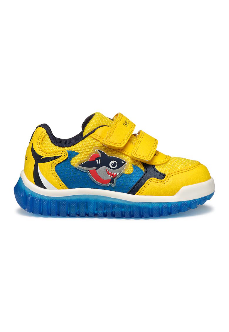 Geox Pantofi sport cu LED-uri si velcro - Galben/Albastru