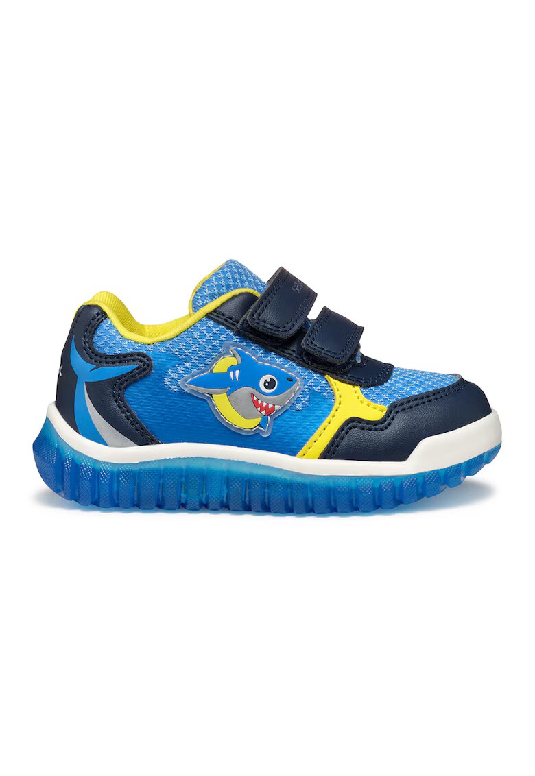 Geox Pantofi sport cu LED-uri si velcro - Turcoaz/Bleumarin