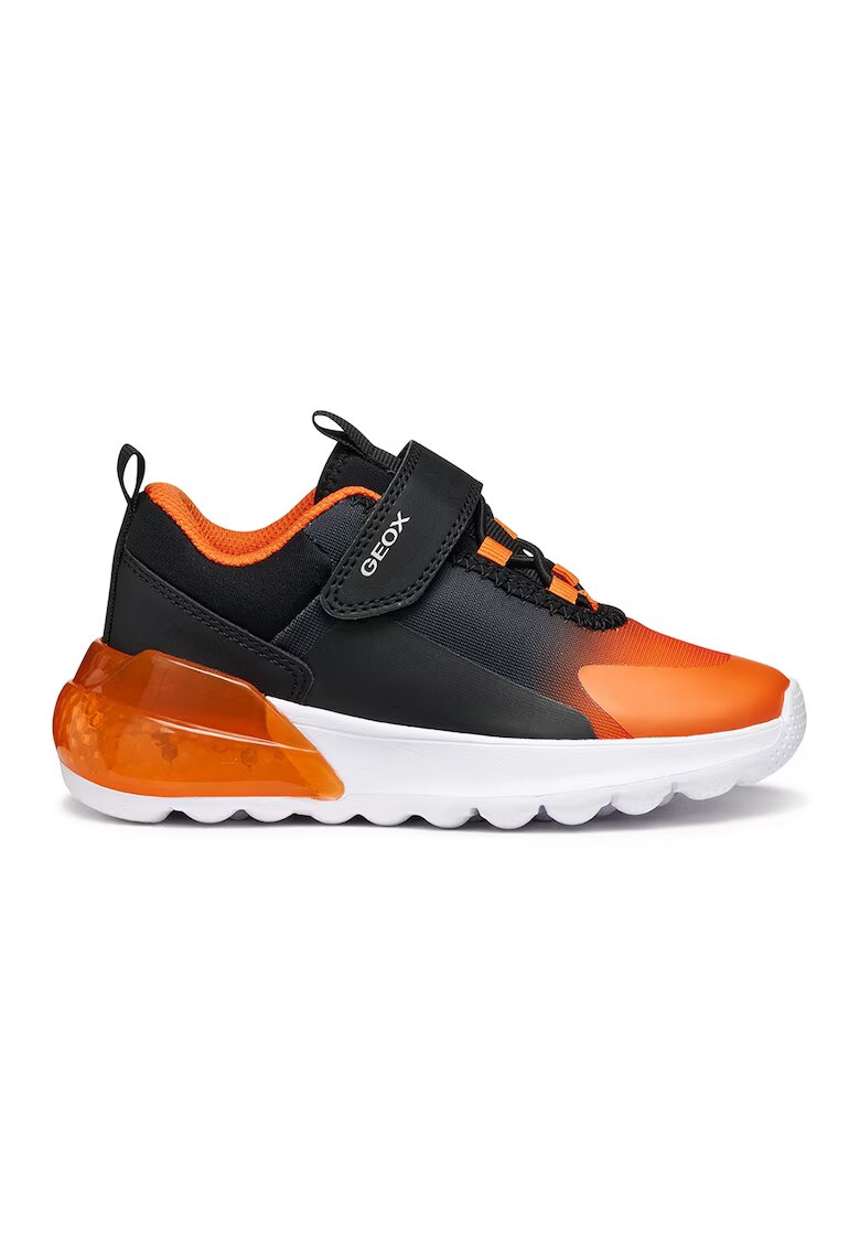 Geox Pantofi sport cu logo si velcro - Negru/Portocaliu mandarina