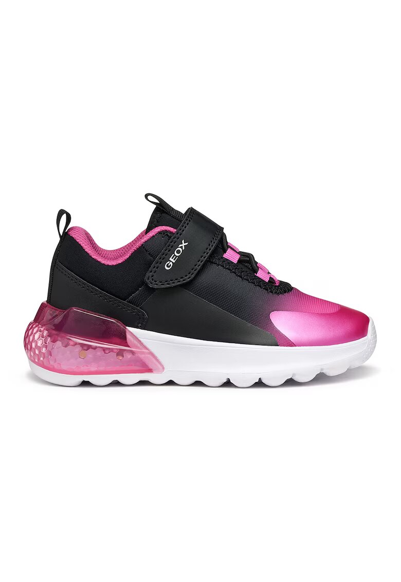 Geox Pantofi sport cu logo si velcro - Negru/Roz deschis