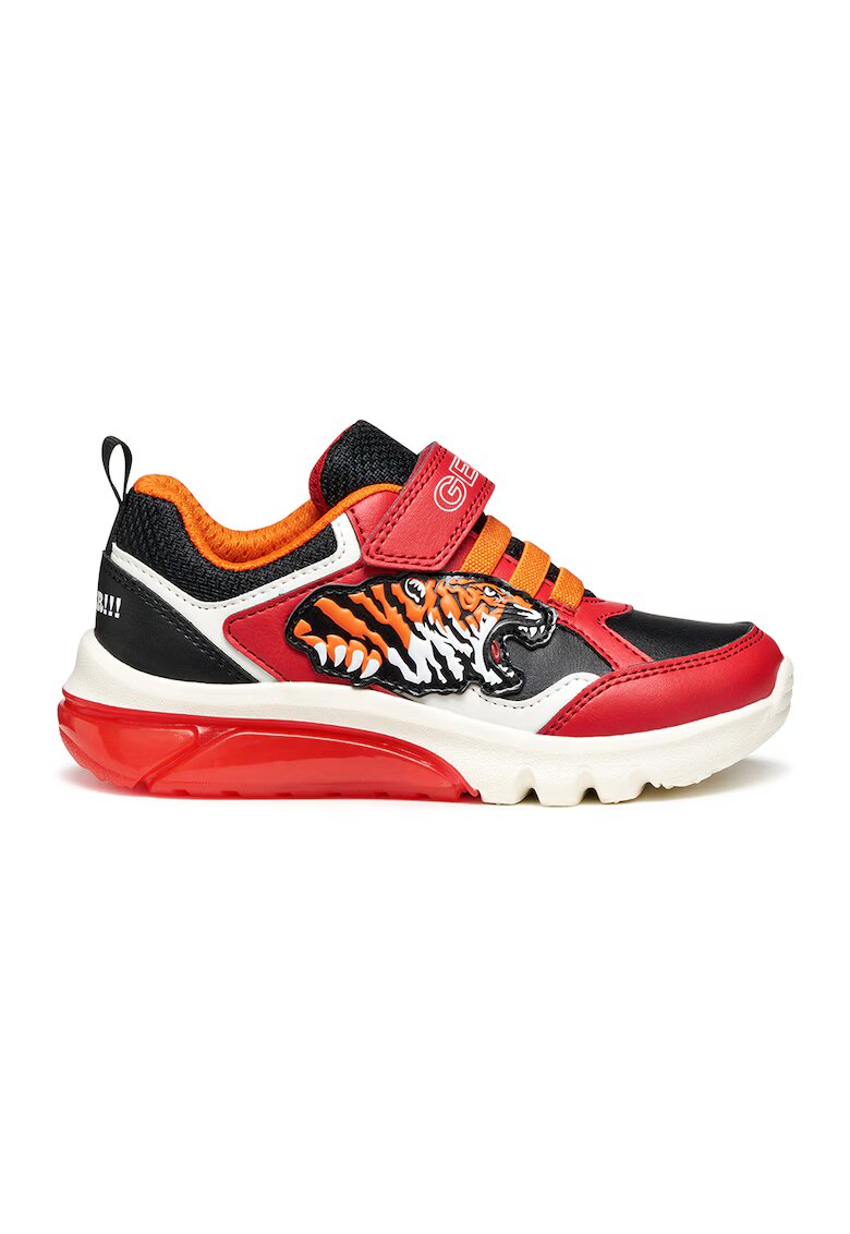 Geox Pantofi sport cu model si LED-uri - Negru/Portocaliu/Rosu vermillion