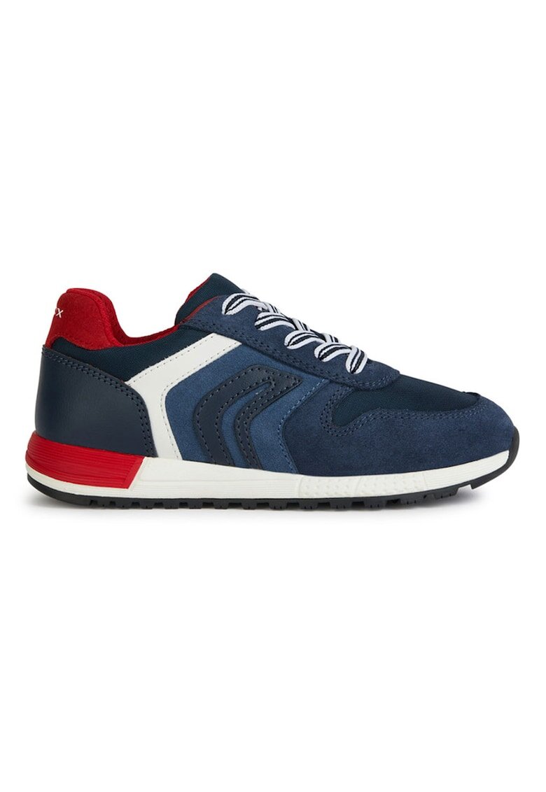 Geox Pantofi sport cu sireturi si insertii de piele intoarsa - Albastru/Bleumarin