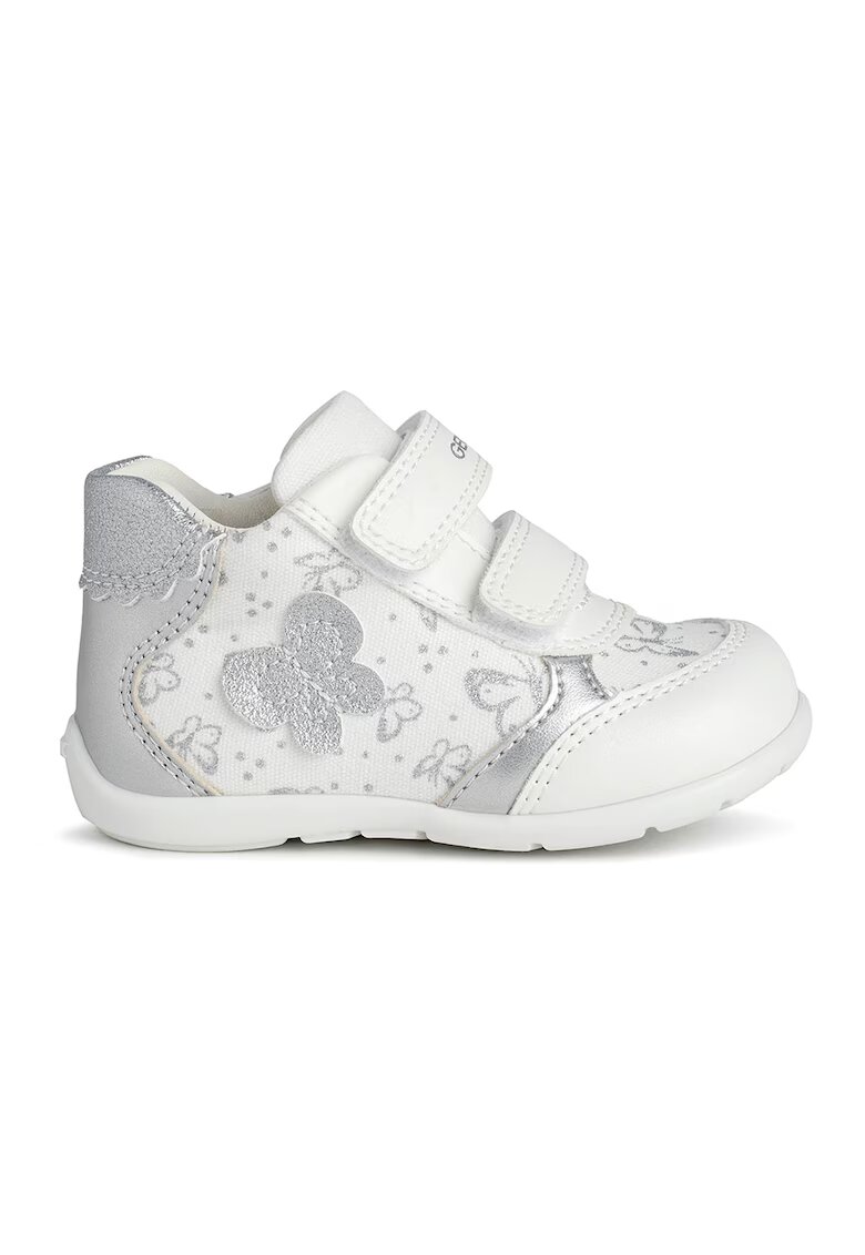 Geox Pantofi sport cu velcro si detalii stralucitoare Elthan - Alb/Argintiu