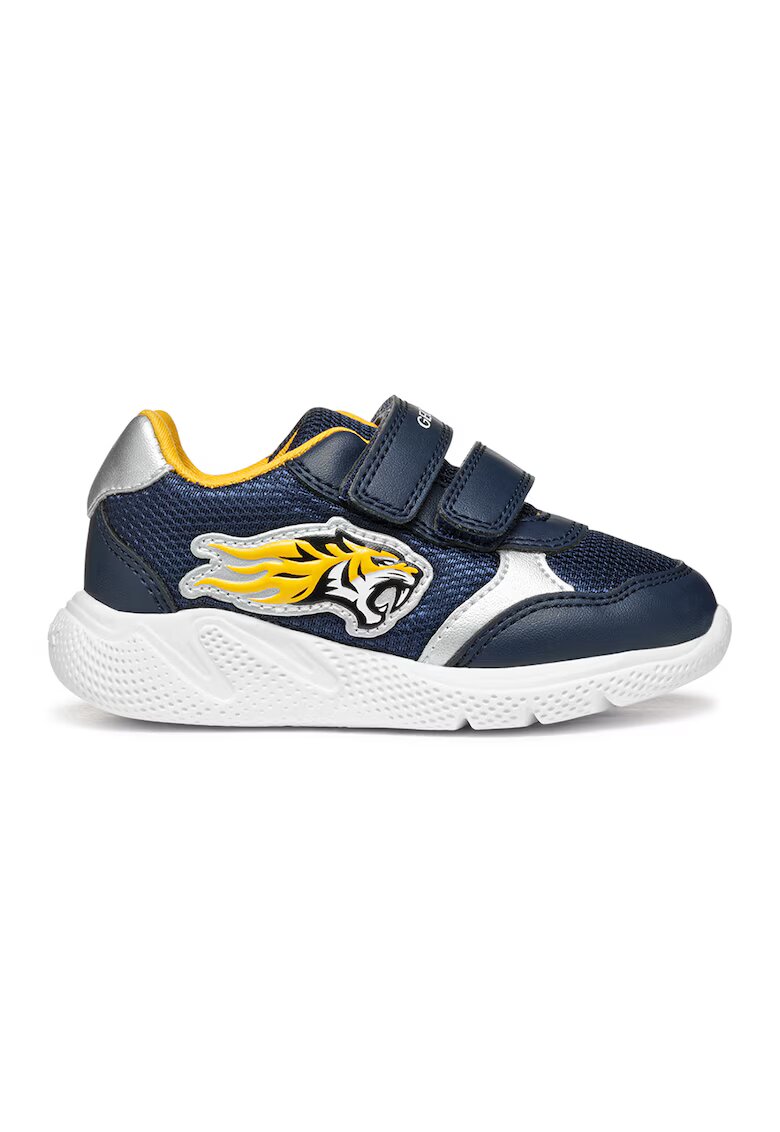 Geox Pantofi sport cu velcro si detaliu aplicat - Galben/Bleumarin