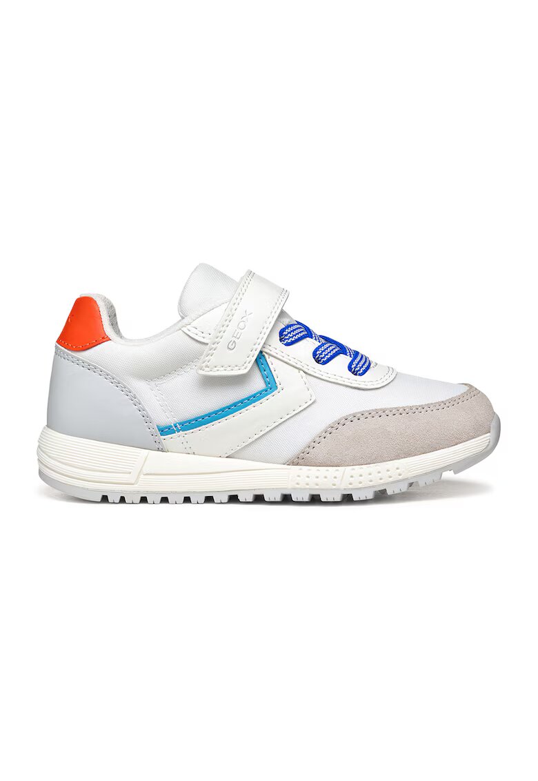 Geox Pantofi sport cu velcro si garnituri de piele intoarsa - Maro taupe deschis/Alb murdar