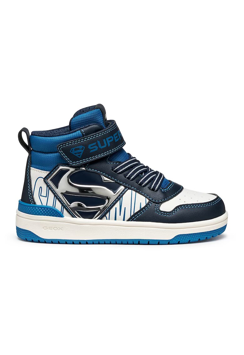 Geox Pantofi sport cu velcro si imprimeu cu desene - Alb/Albastru