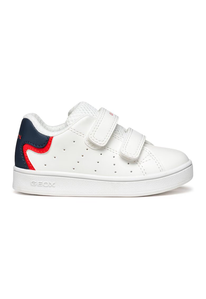 Geox Pantofi sport cu velcro si model perforat - Alb/Bleumarin