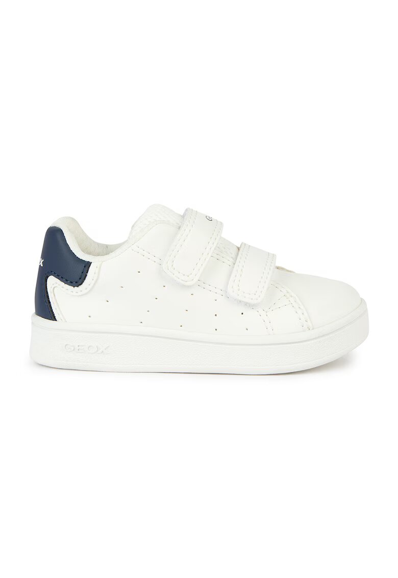 Geox Pantofi sport cu velcro si model perforat - Alb murdar/Bleumarin