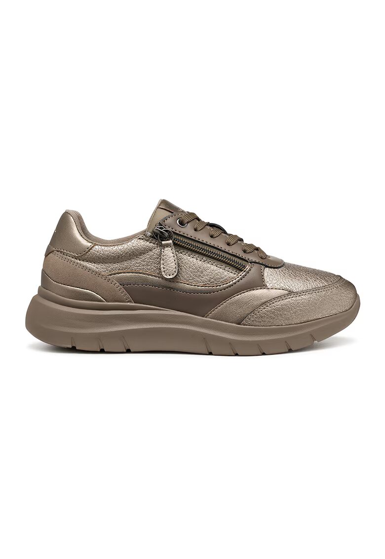 Geox Pantofi sport de piele cu insertii de piele intoarsa - Grej