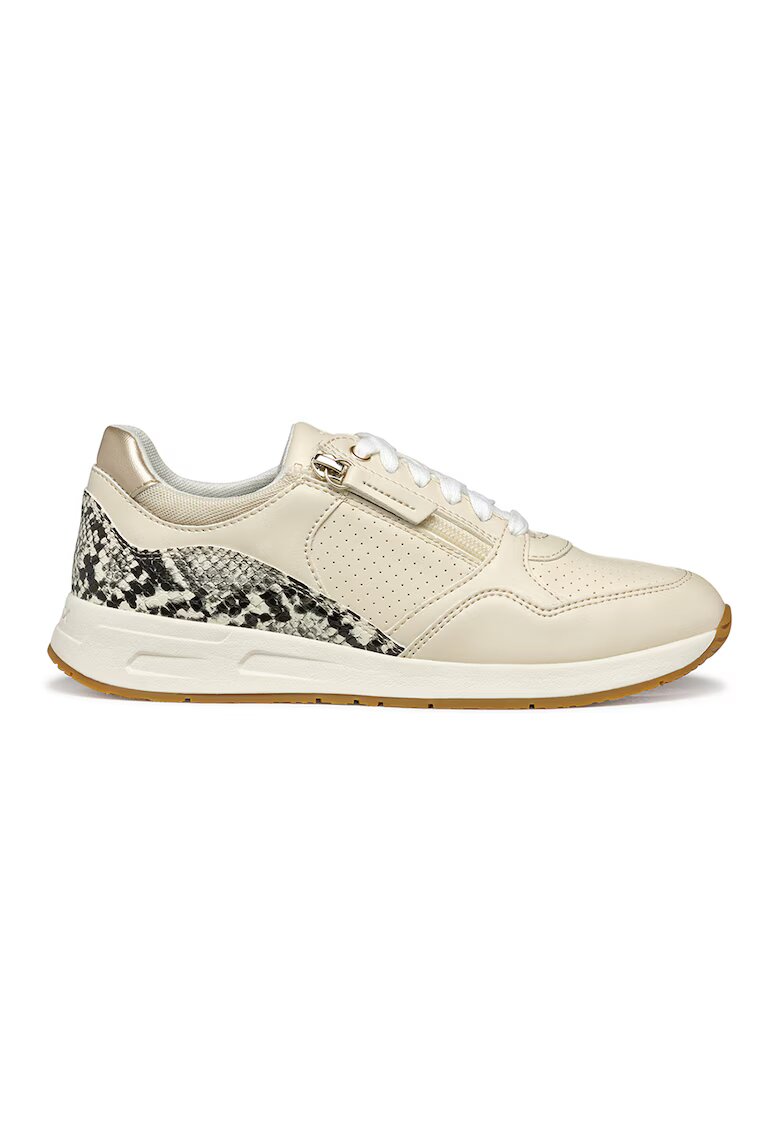 Geox Pantofi sport de piele ecologica cu perforatii - Bej deschis