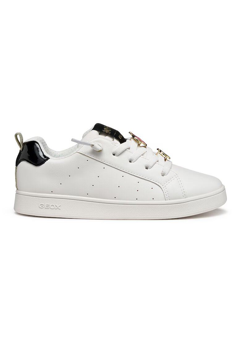 Geox Pantofi sport de piele ecologica - Negru/Alb optic