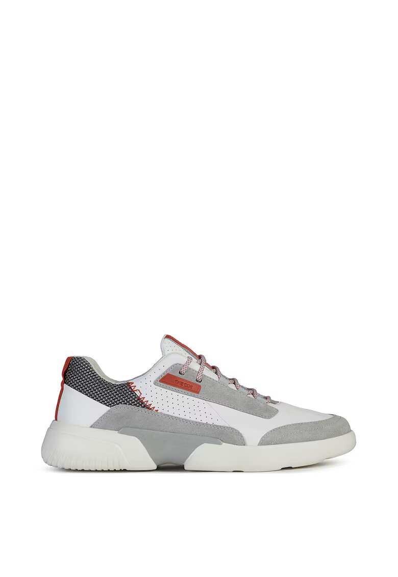 Geox Pantofi sport de piele si piele intoarsa cu insertii textile Smoother