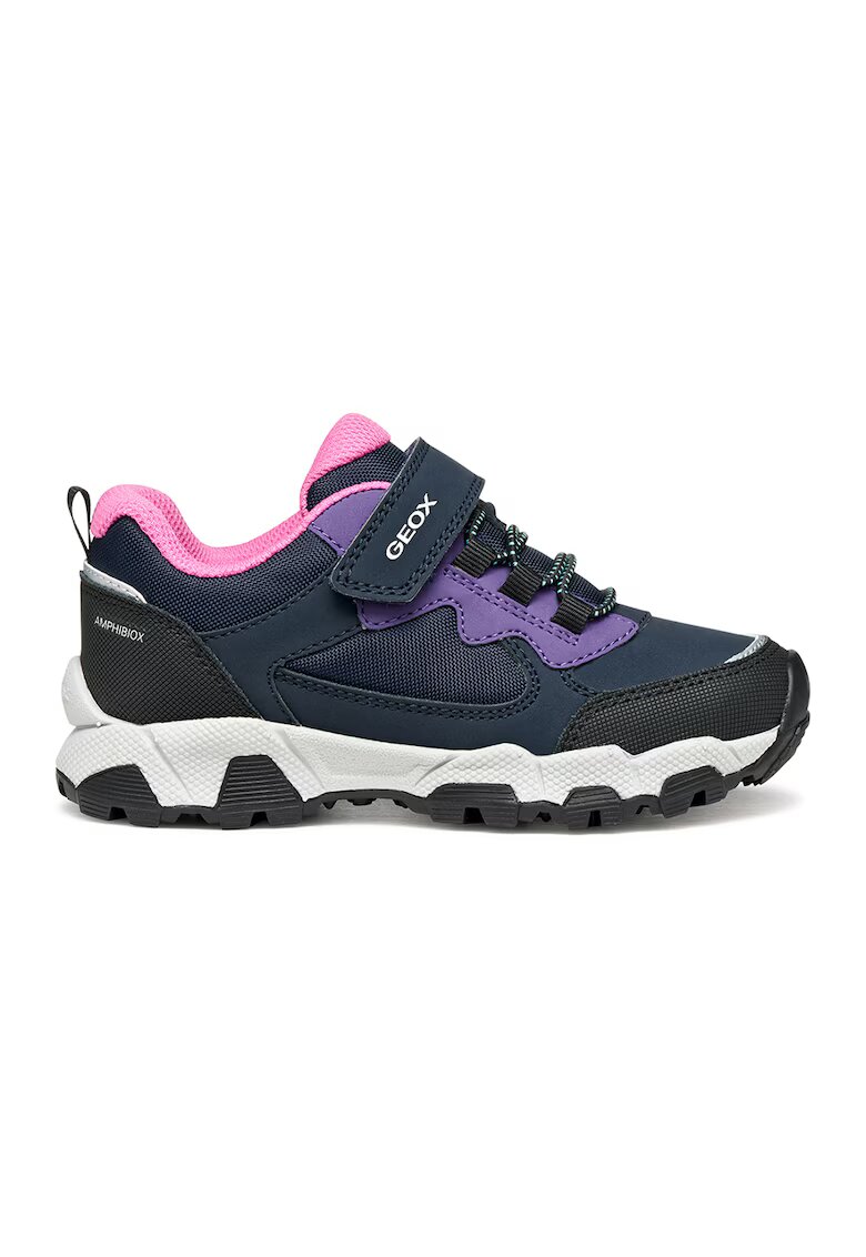 Geox Pantofi sport din material sintetic si textil cu velcro - Negru/Violet/Bleumarin
