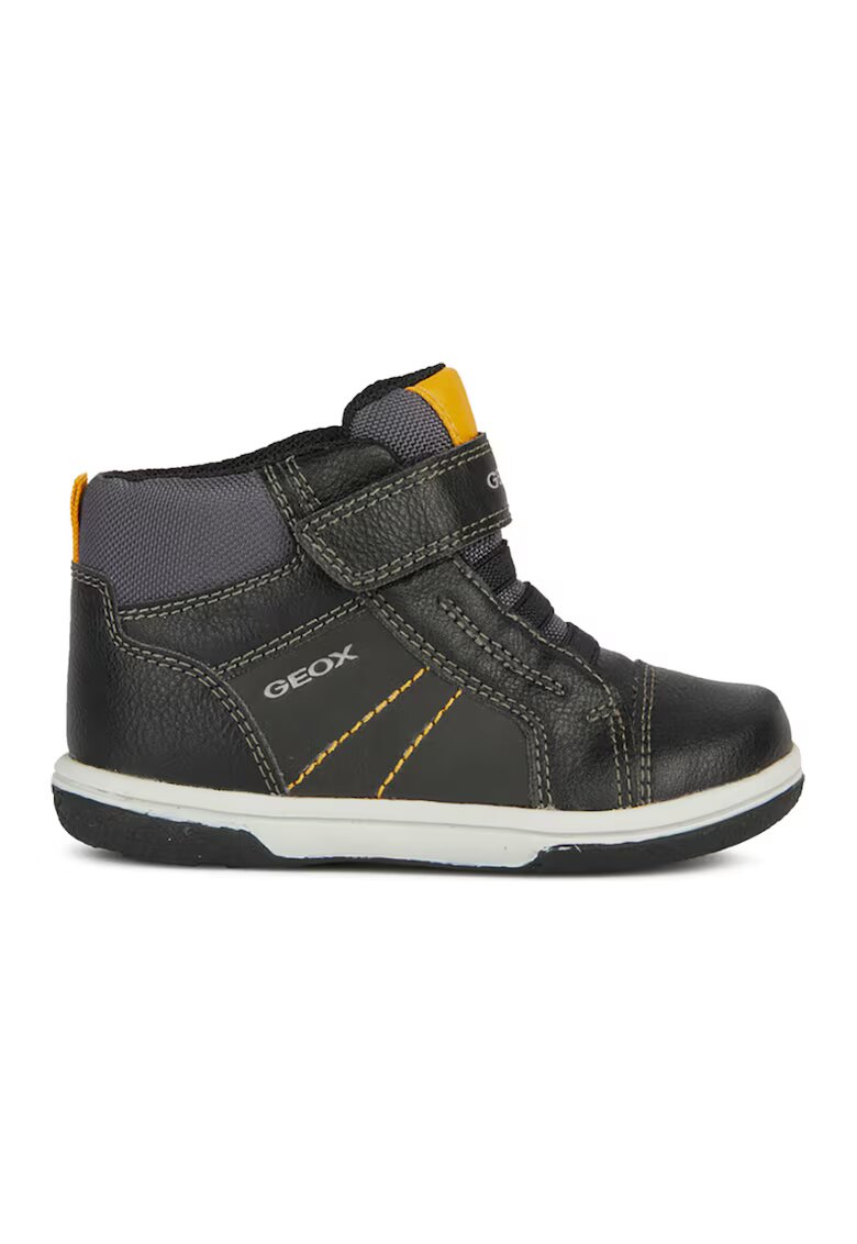 Geox Pantofi sport din piele cu barete cu inchidere velcro - Negru/Galben