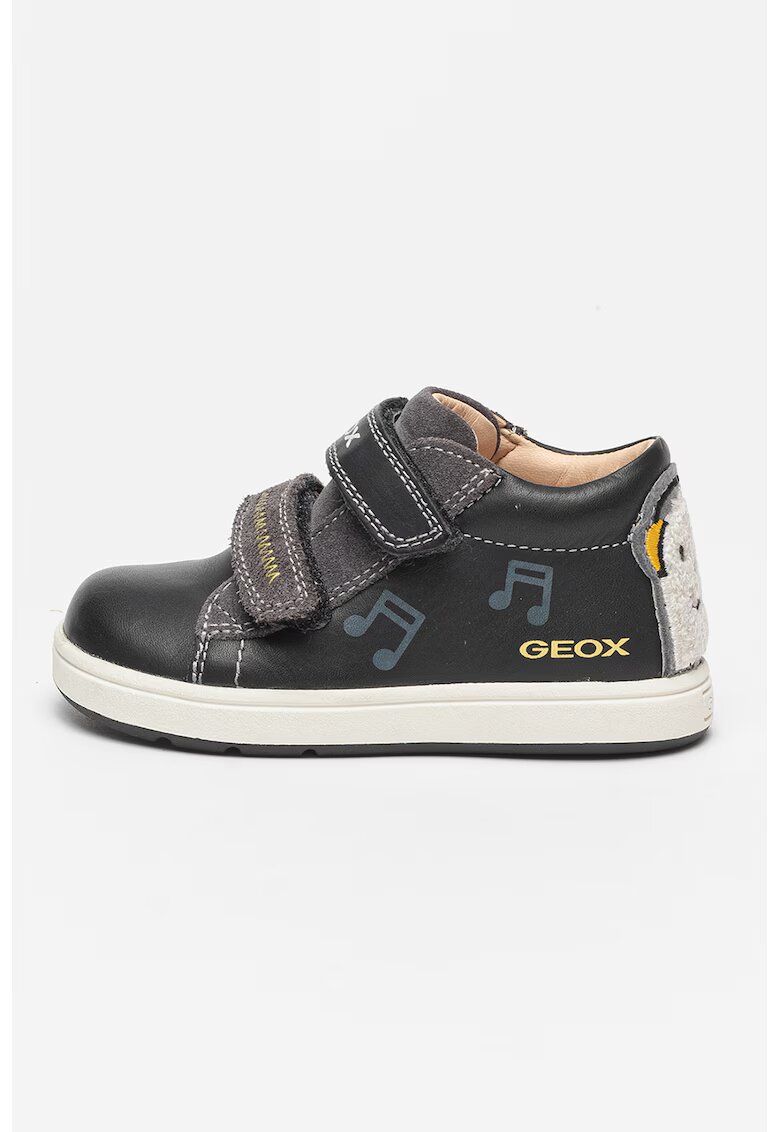 Geox Pantofi sport din piele cu insertii din piele intoarsa Biglia - Negru/Albastru