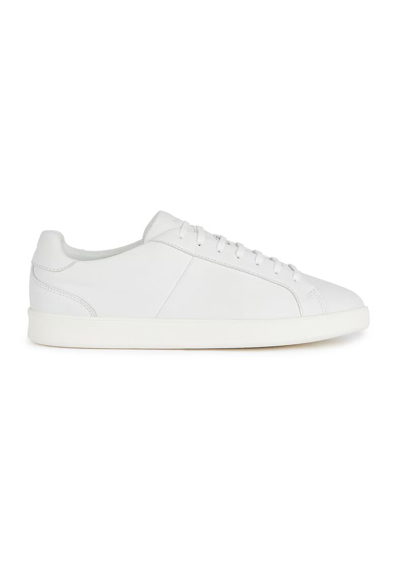 Geox Pantofi sport din piele cu model uni - Alb murdar