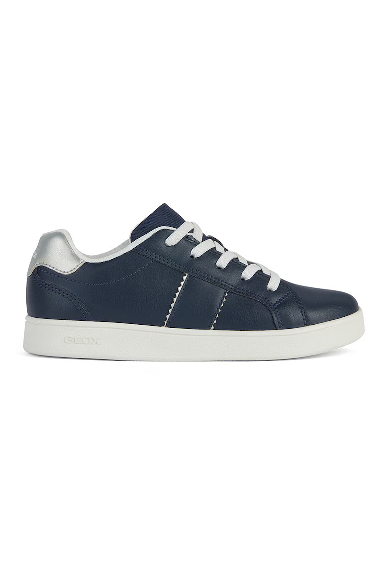 Geox Pantofi sport din piele ecologica cu garnituri contrastante - Bleumarin