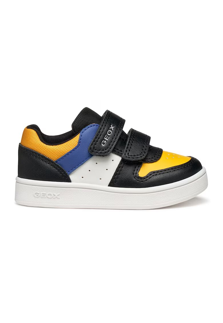 Geox Pantofi sport din piele ecologica cu garnituri din material textil - Negru/Galben