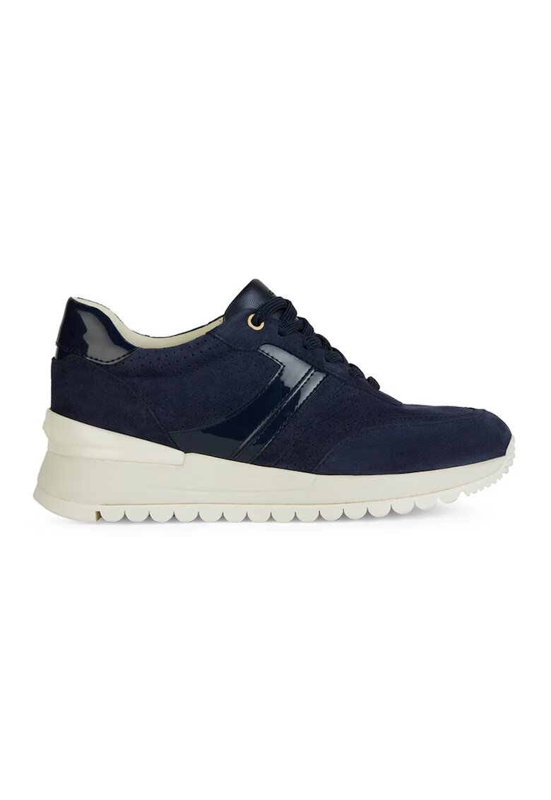 Geox Pantofi sport din piele intoarsa cu garnituri sintetice - Bleumarin