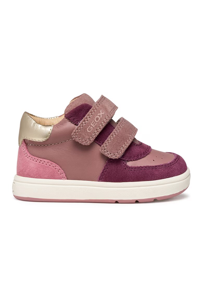 Geox Pantofi sport din piele intoarsa cu inchidere velcro - Violet/Roz prafuit