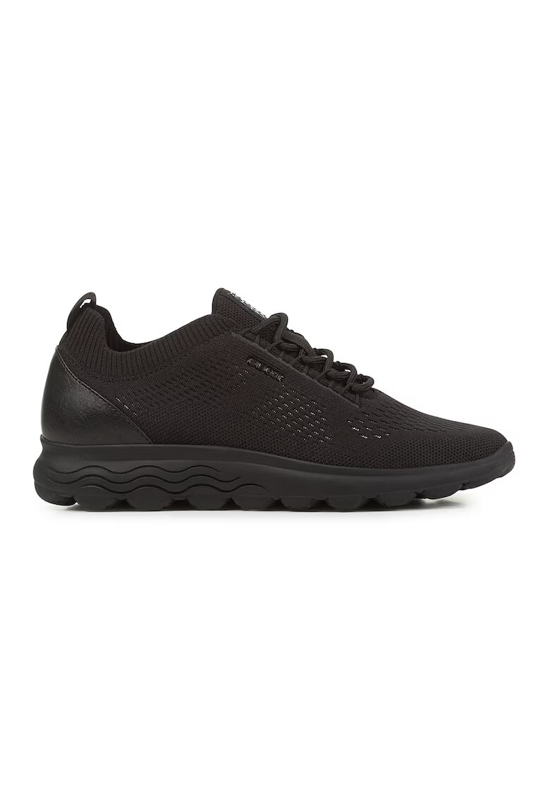 Geox Pantofi sport din plasa tricotata cu detaliu de piele - Gri antracit