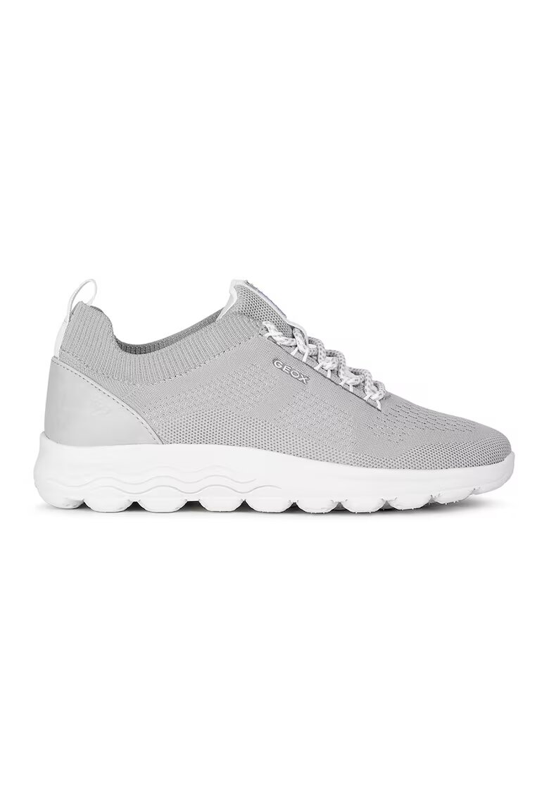 Geox Pantofi sport din plasa tricotata cu detaliu de piele - Gri deschis
