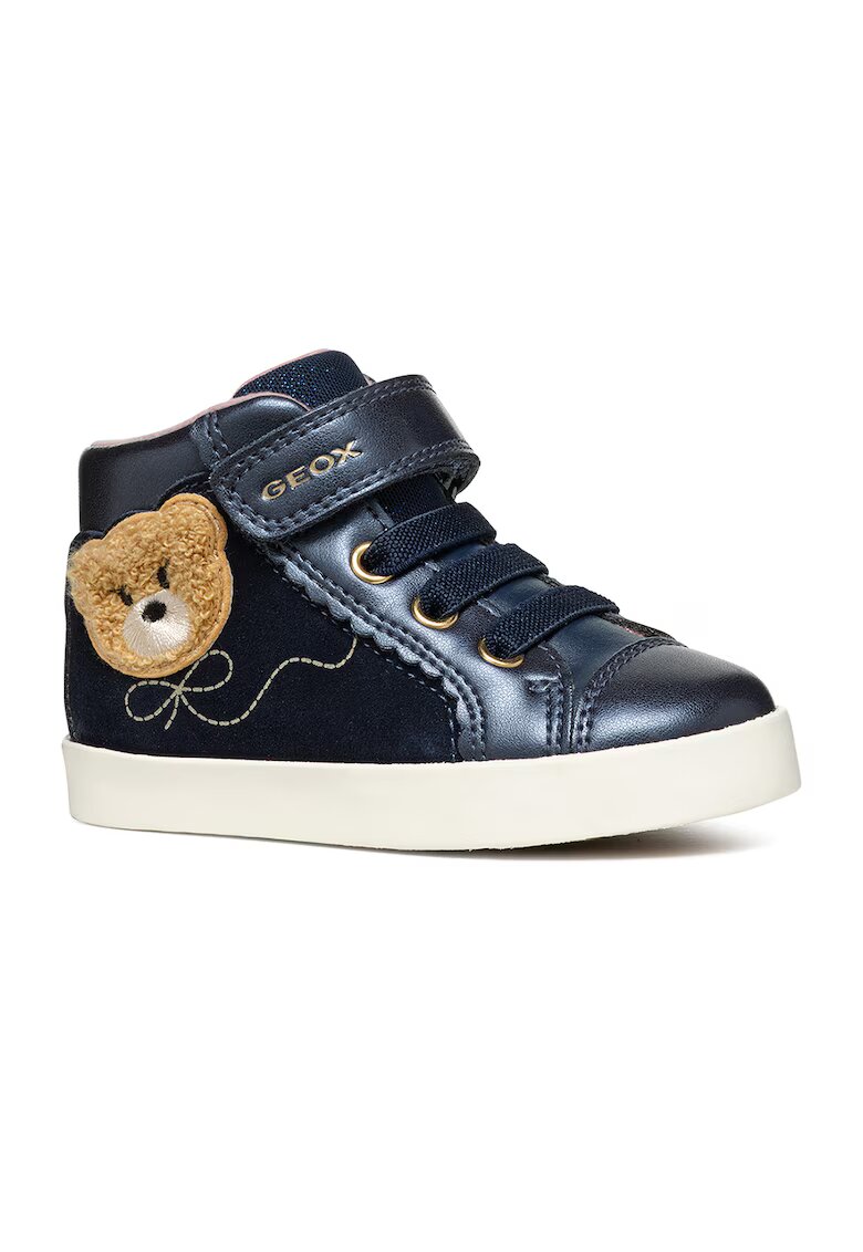 Geox Pantofi sport high-cut cu insertii din piele intoarsa Kilwi - Maro nisip/Bleumarin