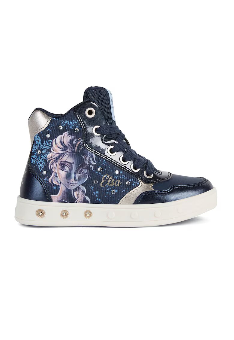 Geox Pantofi sport high-top cu tematica Frozen Skylin - Auriu/Lila/Albastru