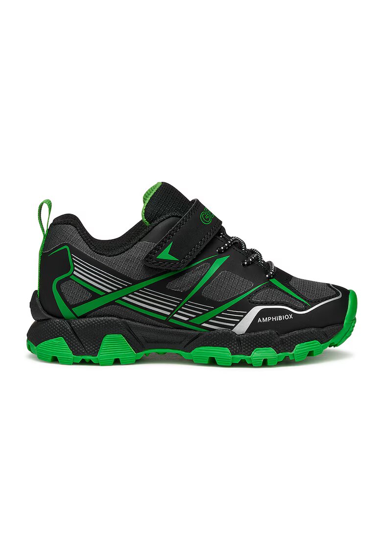 Geox Pantofi sport impermeabili cu velcro - Negru/Gri/Verde lime
