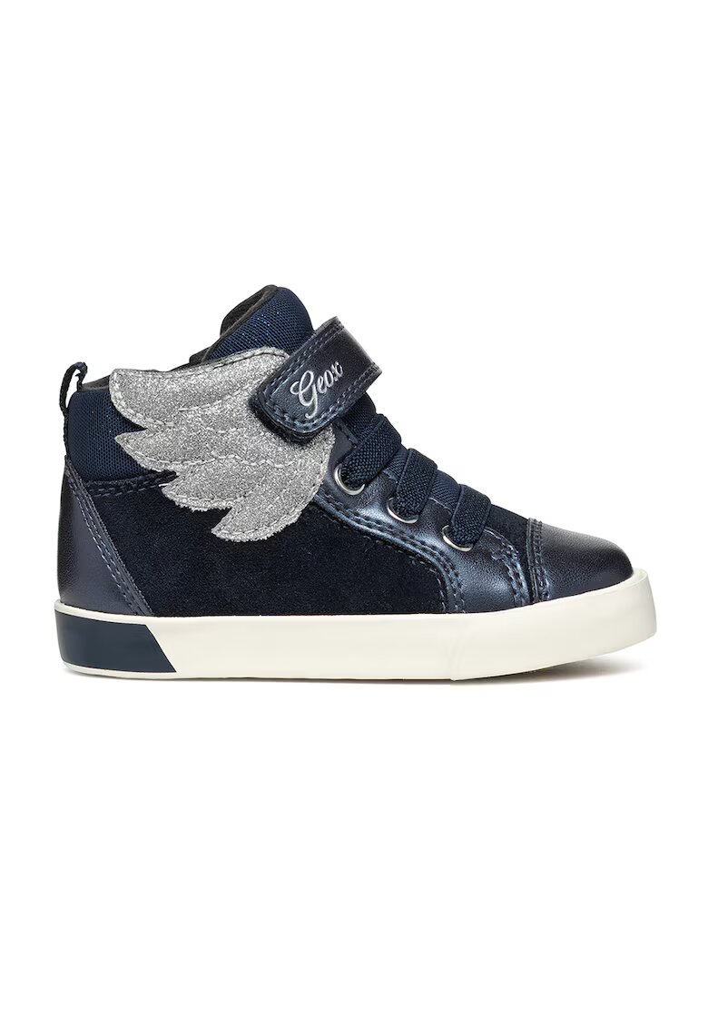Geox Pantofi sport inalti cu detalii de piele intoarsa - Albastru inchis/Argintiu