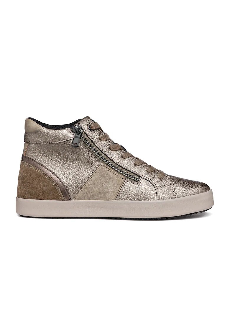 Geox Pantofi sport inalti de piele intoarsa si piele ecologica - Maro taupe