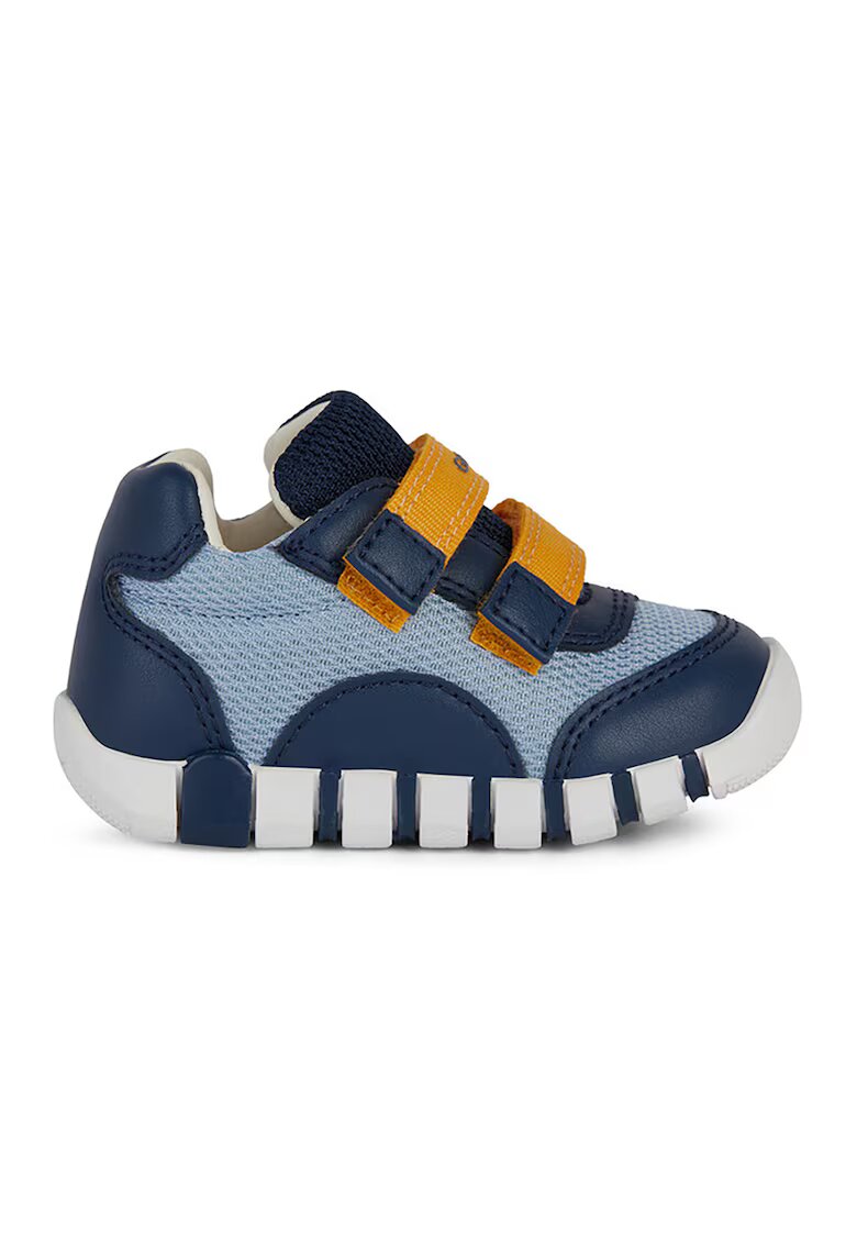 Geox Pantofi sport Iupidoo cu velcro si garnituri de piele ecologica - Albastru deschis/Bleumarin