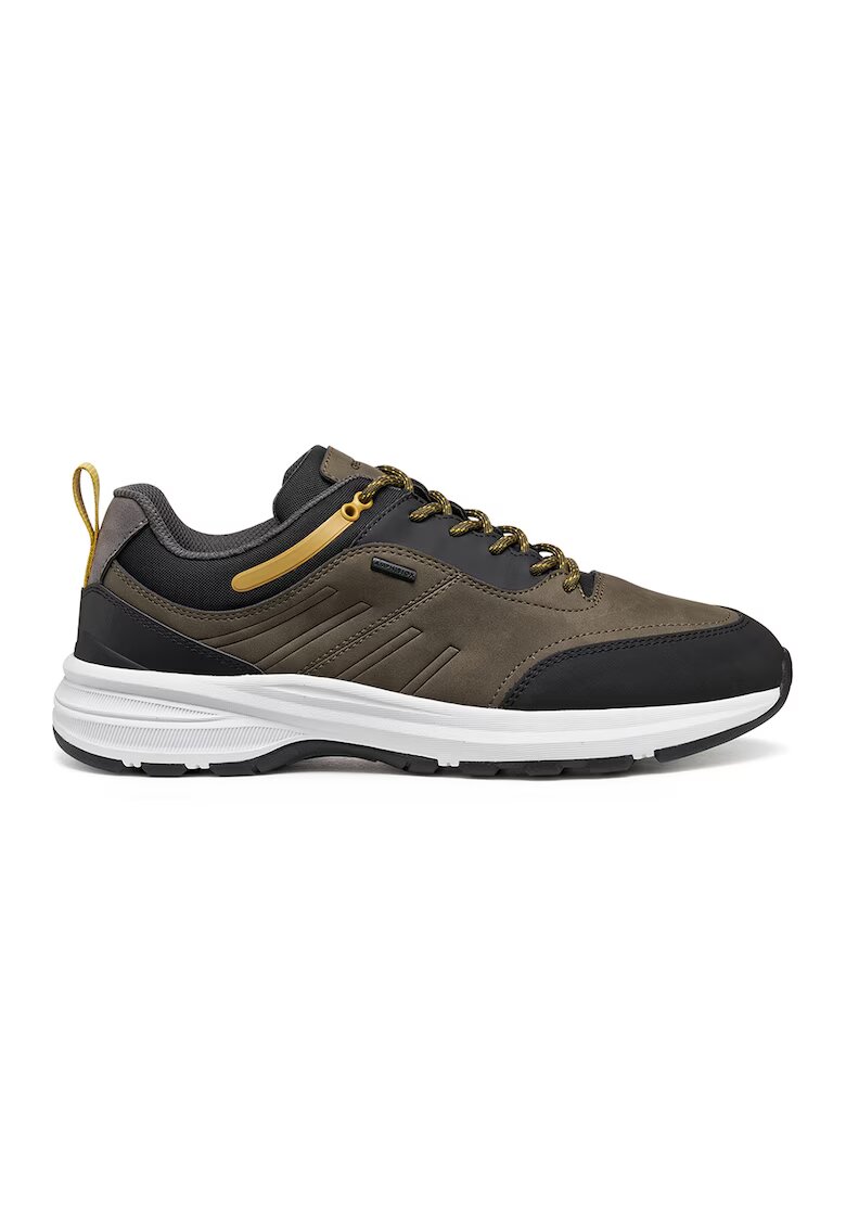 Geox Pantofi sport low-cut de piele ecologica - Negru/Kaki