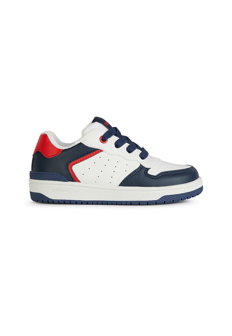 Geox Pantofi sport low-cut din piele ecologica - Rosu/Alb/Bleumarin