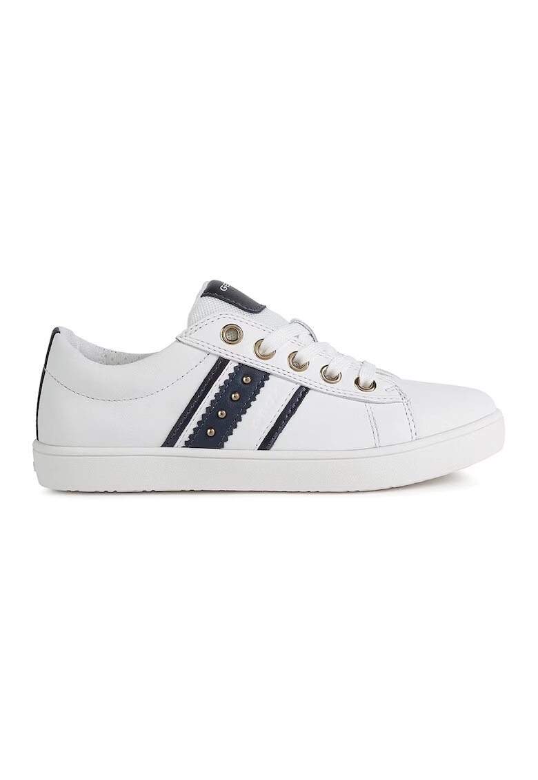 Geox Pantofi sport low-top de piele cu detalii contrastante Kathe - Alb/Bleumarin