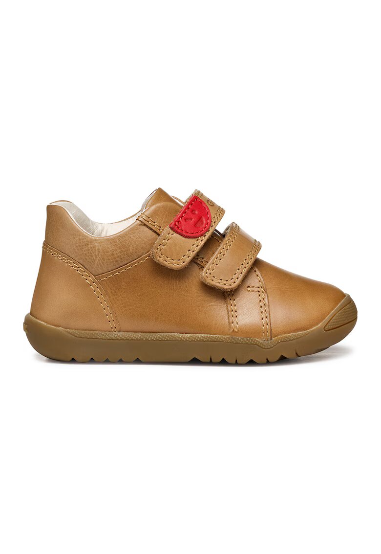 Geox Pantofi sport Macchia din piele cu velcro - Caramel