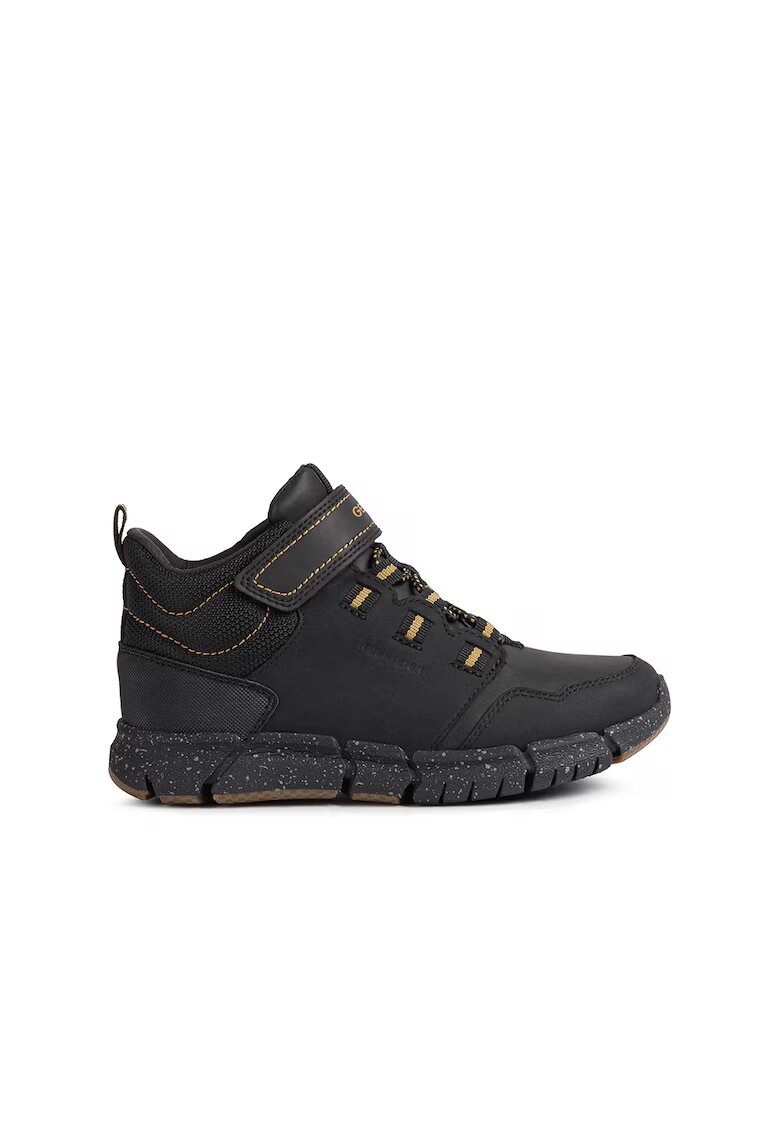 Geox Pantofi sport medii cu detalii de piele nabuc Flexyper - Negru/Galben