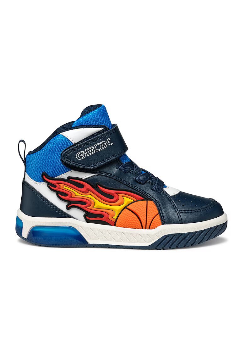 Geox Pantofi sport mid-cut cu LED-uri - Albastru royal/Alb optic/Bleumarin