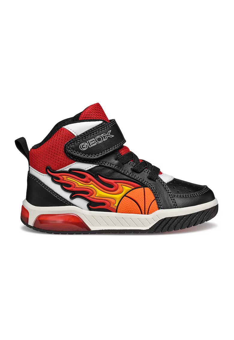 Geox Pantofi sport mid-cut cu LED-uri - Rosu/Alb/Negru