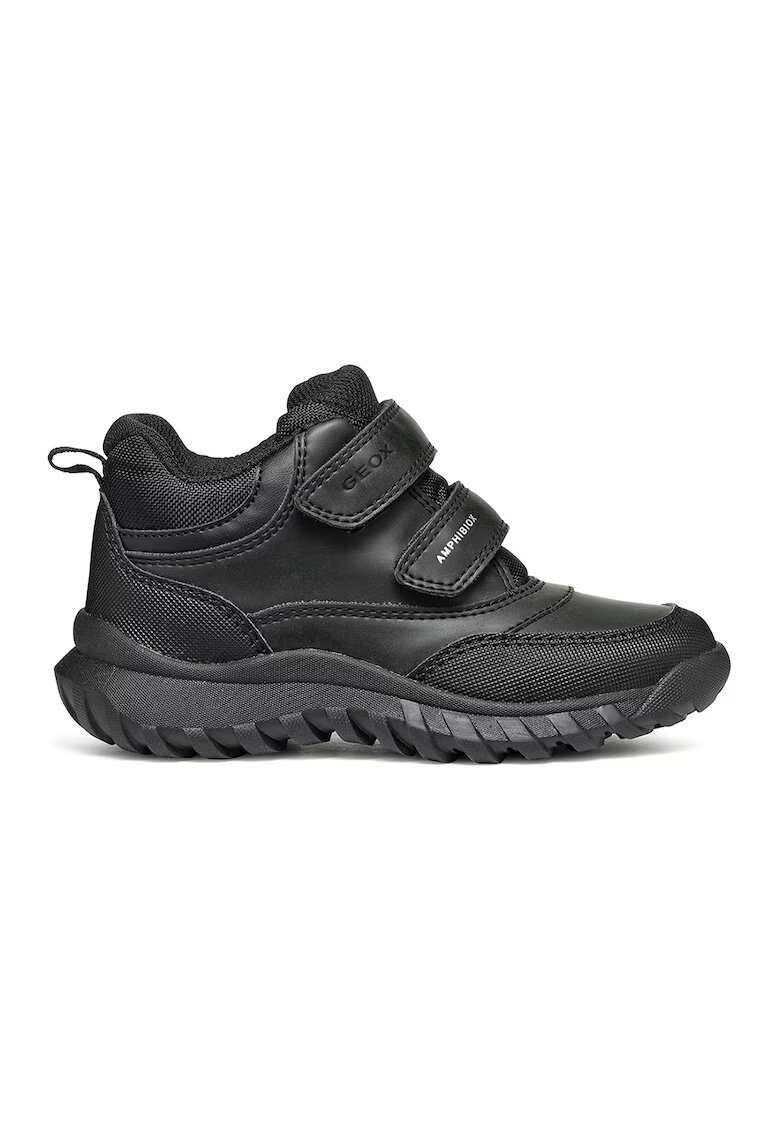 Geox Pantofi sport mid-cut de piele ecologica cu velcro - Negru
