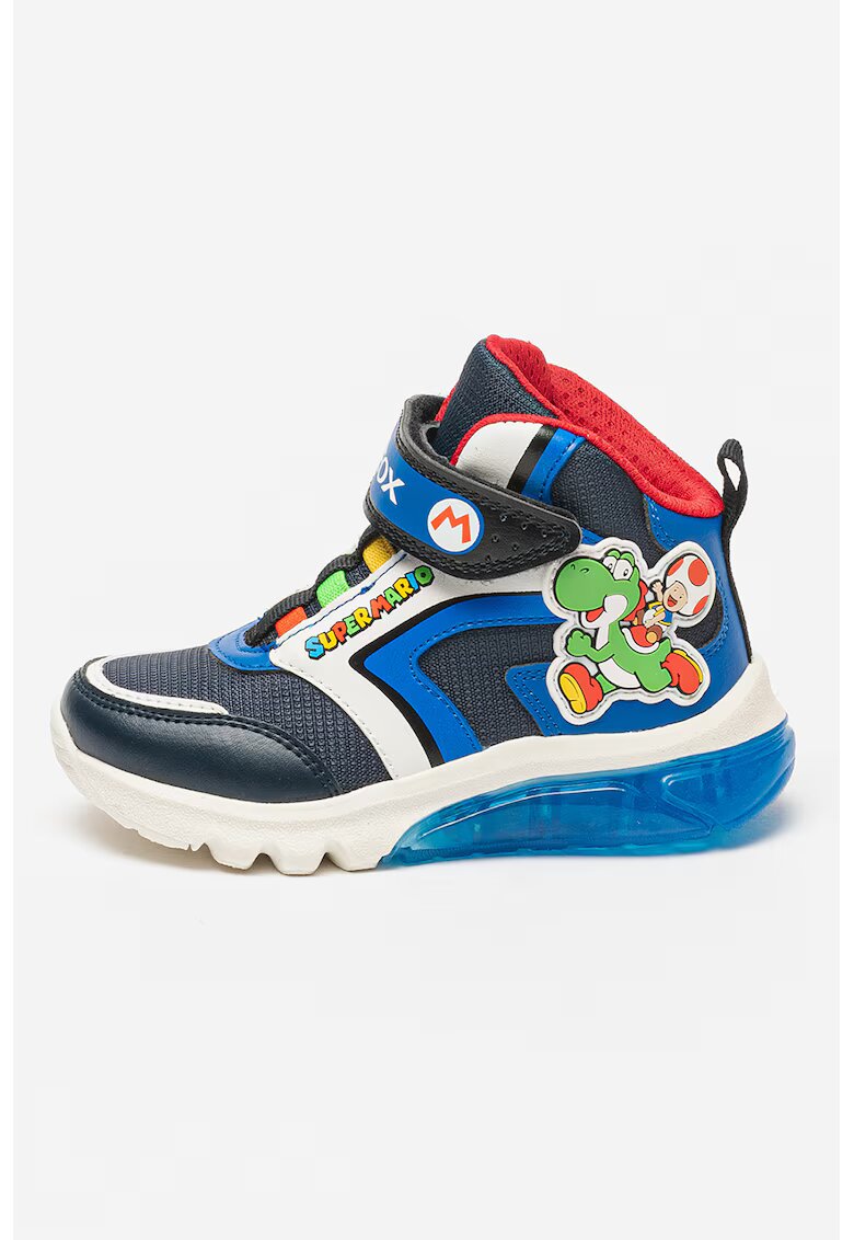 Geox Pantofi sport mid-high cu velcro Ciberdron - Albastru royal/Alb optic/Bleumarin