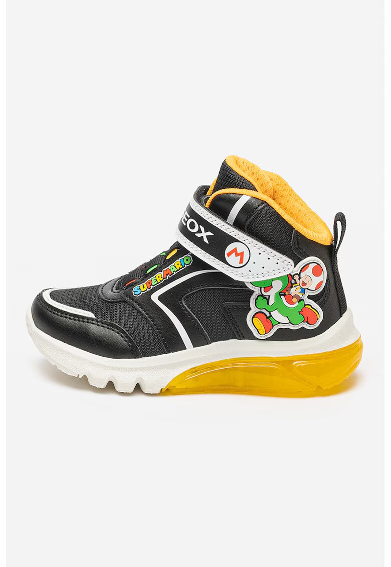 Geox Pantofi sport mid-high cu velcro Ciberdron - Negru/Galben sofran/Alb optic
